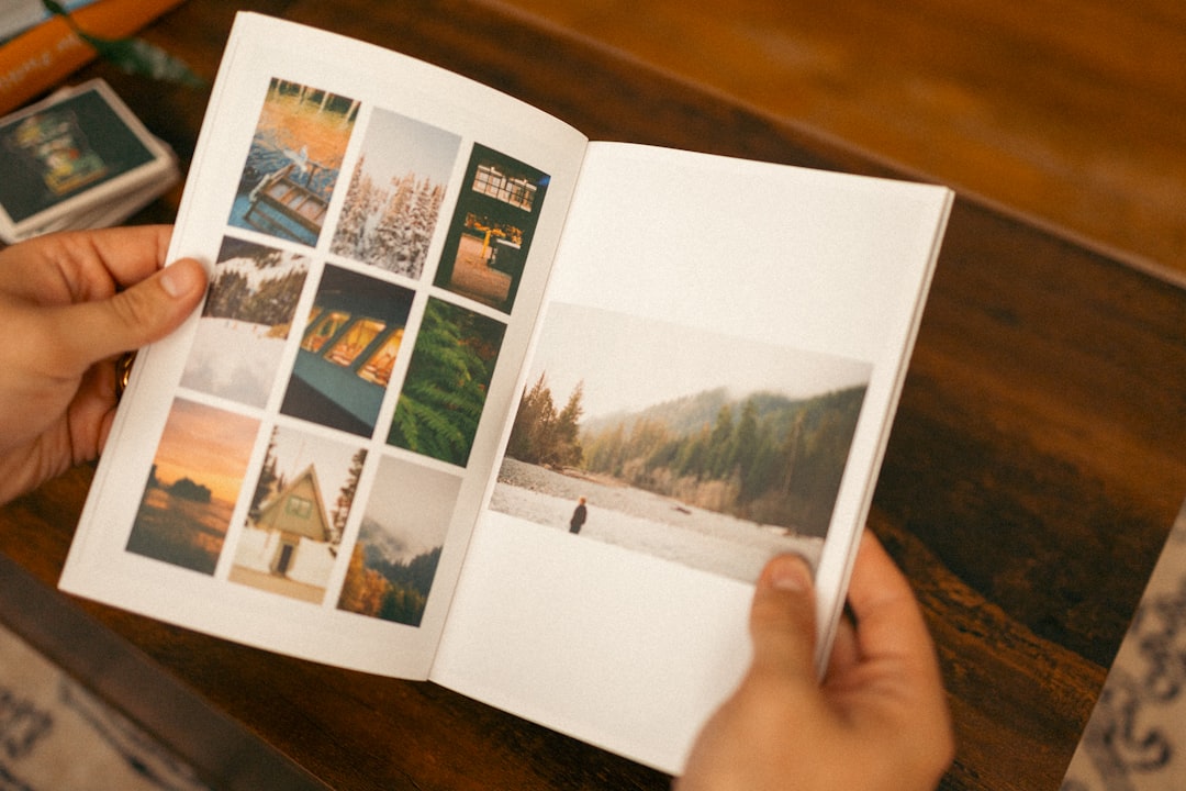 Flipping through a printed monthly photo book